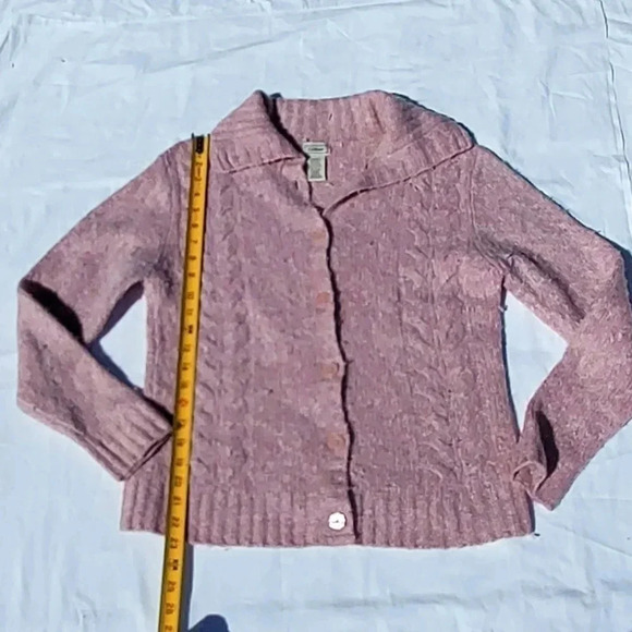 L.L. Bean Button Up Womens Wool & Cotton Blend Pink Knit Cardigan Size M-Regular - Picture 5 of 9
